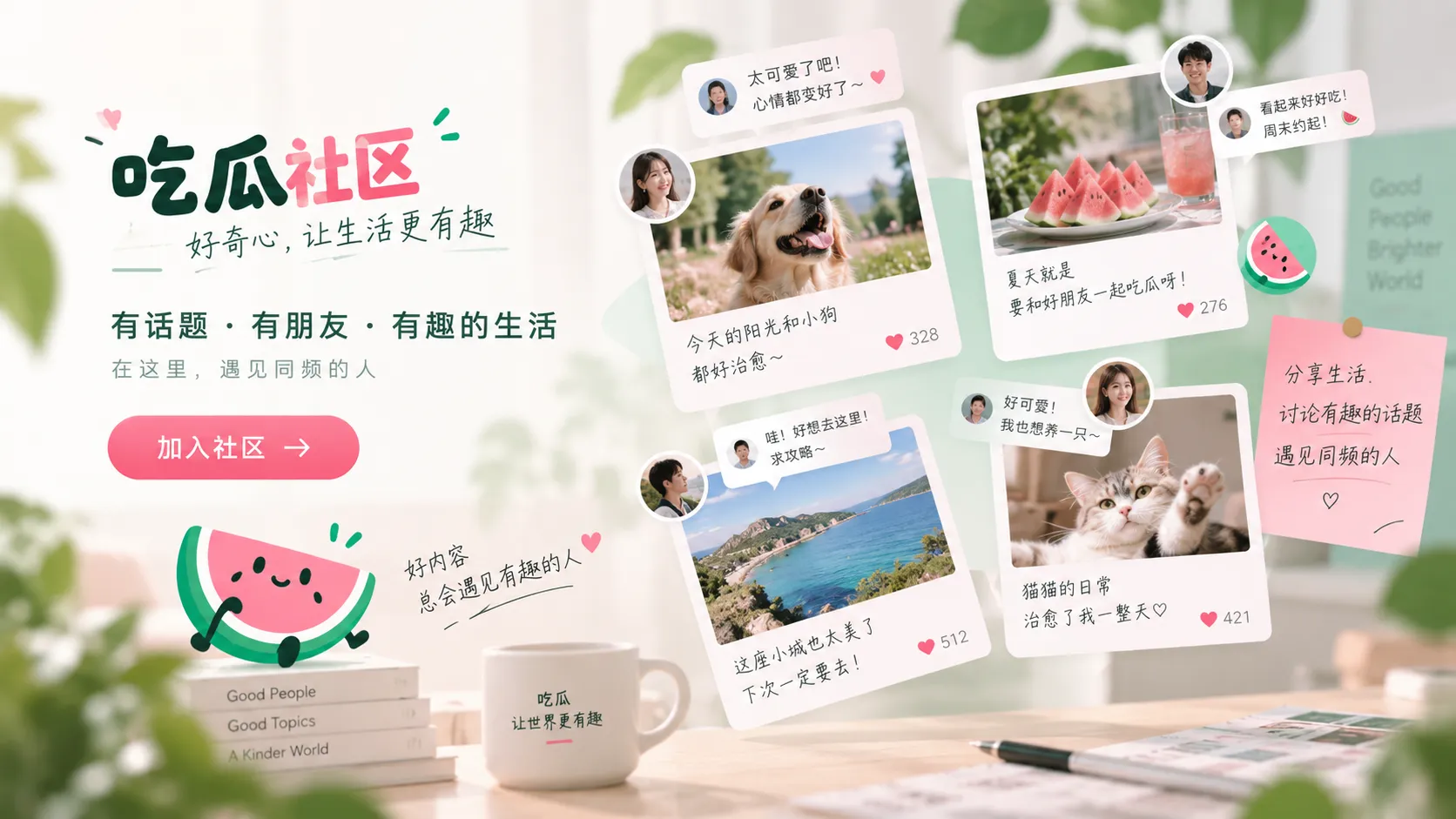 品牌页面与社交账号更新示意